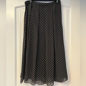 Anne Klein Polka Dot Pleat Midi Skirt Size 8